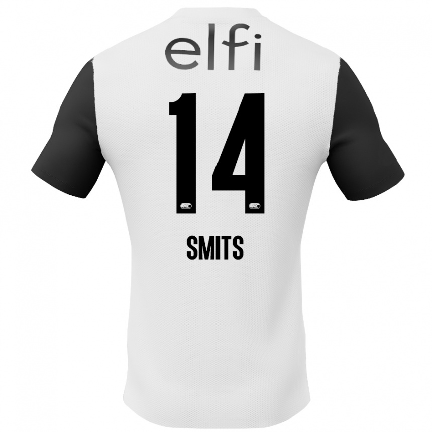 Kids Football Anthony Smits #14 White Black Away Jersey 2024/25 T-Shirt Nz