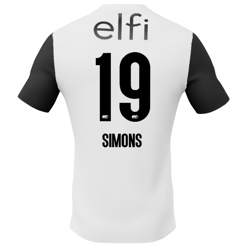 Kids Football Saviola Simons #19 White Black Away Jersey 2024/25 T-Shirt Nz