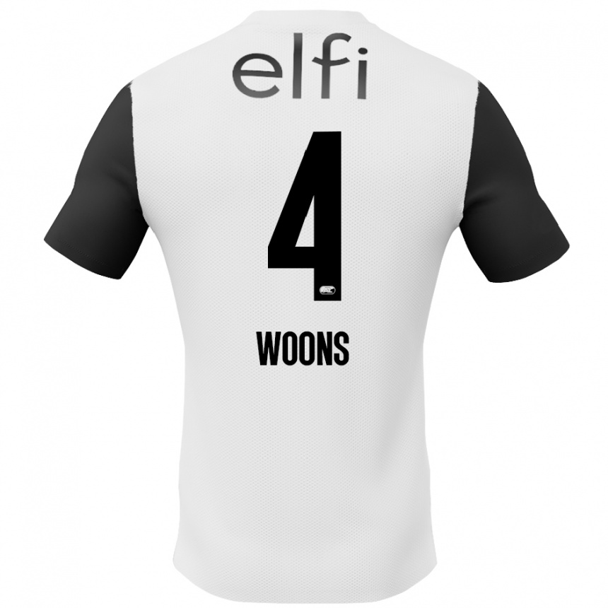 Kids Football Karlijn Woons #4 White Black Away Jersey 2024/25 T-Shirt Nz