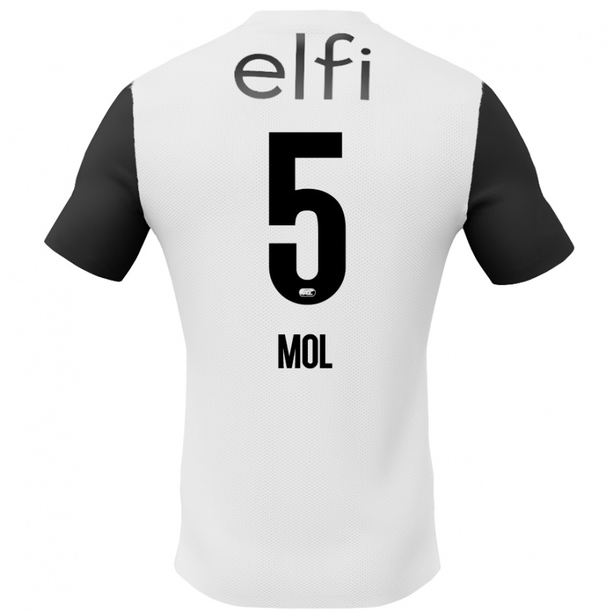 Kids Football Camie Mol #5 White Black Away Jersey 2024/25 T-Shirt Nz