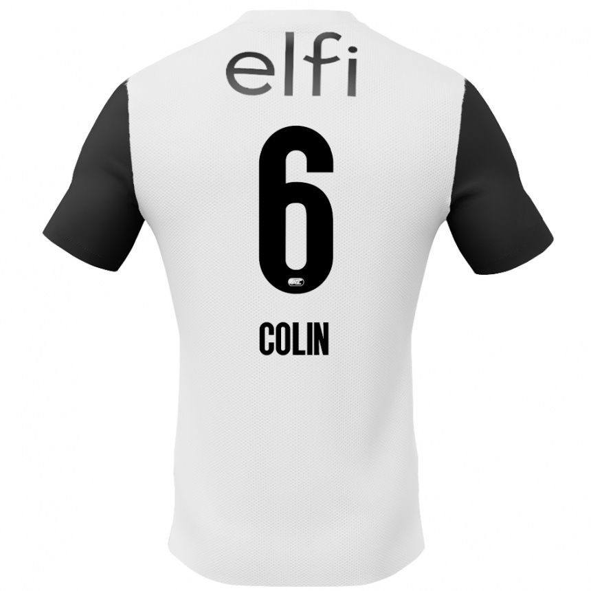 Kids Football Isa Colin #6 White Black Away Jersey 2024/25 T-Shirt Nz