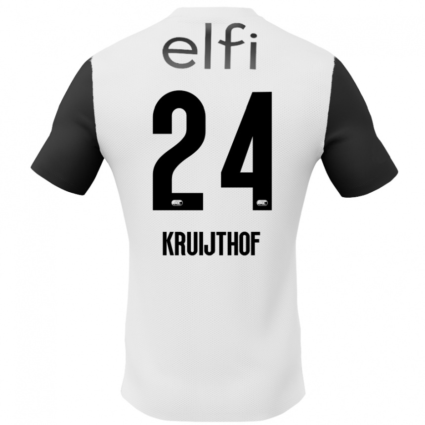 Kids Football Annemiek Kruijthof #24 White Black Away Jersey 2024/25 T-Shirt Nz