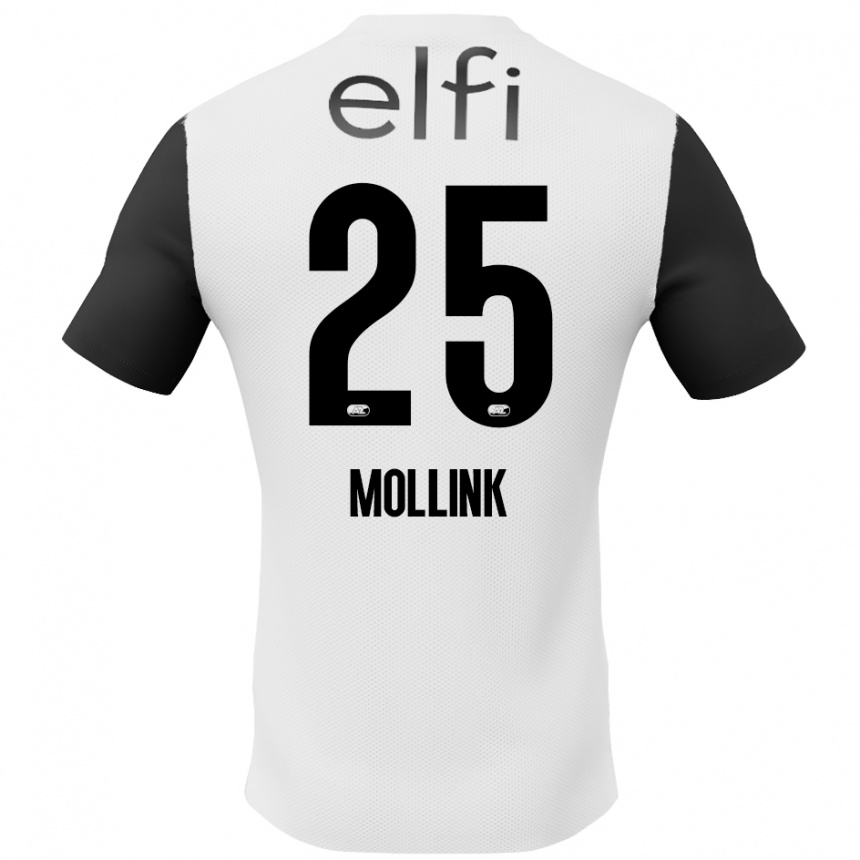 Kids Football Yaël Mollink #25 White Black Away Jersey 2024/25 T-Shirt Nz