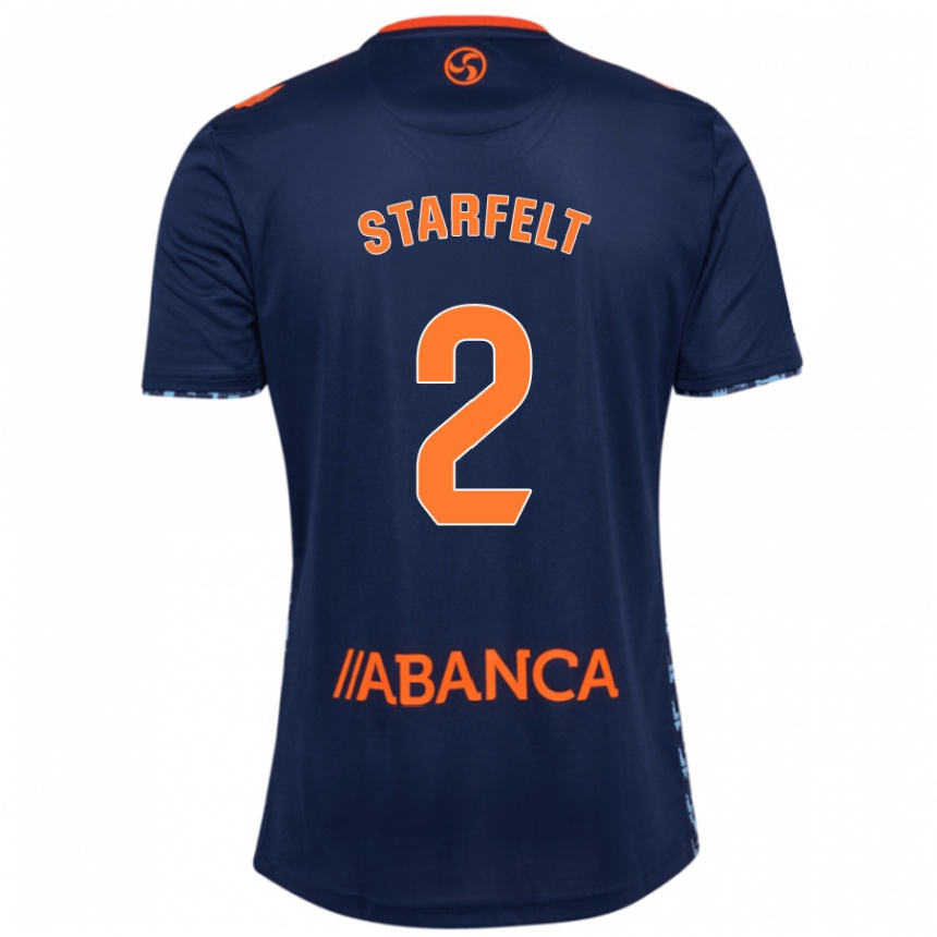 Kids Football Carl Starfelt #2 Navy Blue Away Jersey 2024/25 T-Shirt Nz