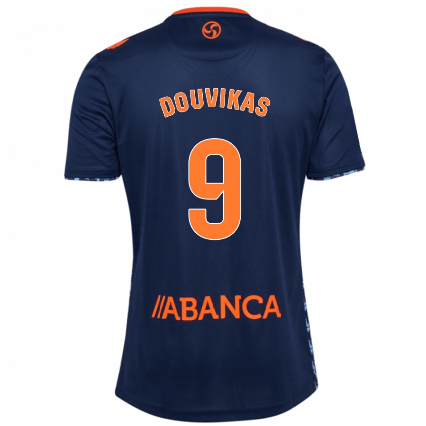 Kids Football Anastasios Douvikas #9 Navy Blue Away Jersey 2024/25 T-Shirt Nz