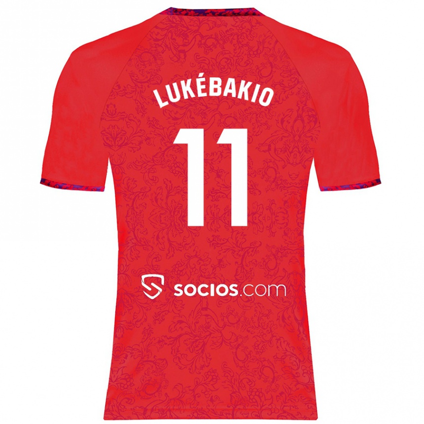 Kids Football Dodi Lukébakio #11 Red Away Jersey 2024/25 T-Shirt Nz