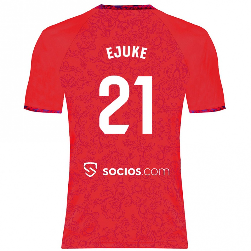 Kids Football Chidera Ejuke #21 Red Away Jersey 2024/25 T-Shirt Nz