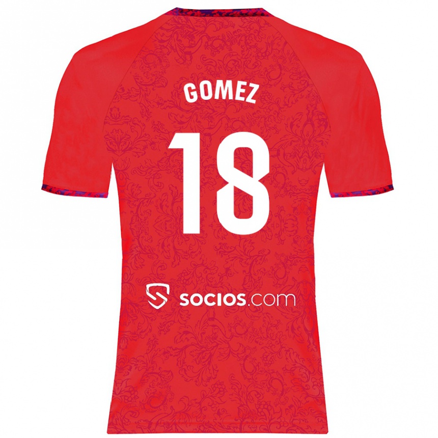 Kids Football Raúl Gómez #18 Red Away Jersey 2024/25 T-Shirt Nz