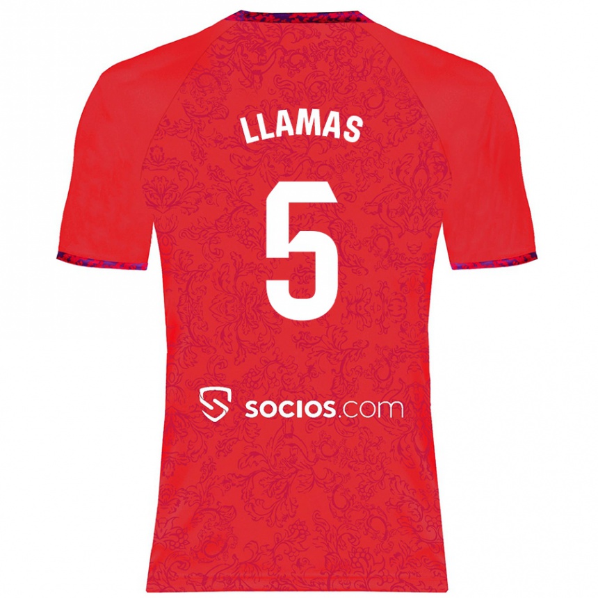 Kids Football Eva Llamas Hernández #5 Red Away Jersey 2024/25 T-Shirt Nz