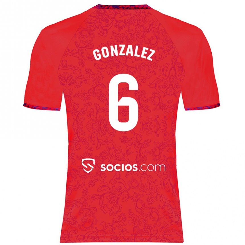 Kids Football Pamela González #6 Red Away Jersey 2024/25 T-Shirt Nz