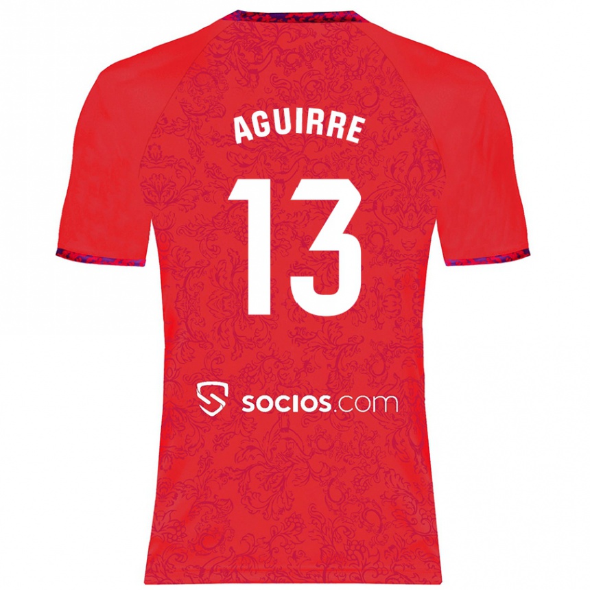 Kids Football Yolanda Aguirre #13 Red Away Jersey 2024/25 T-Shirt Nz