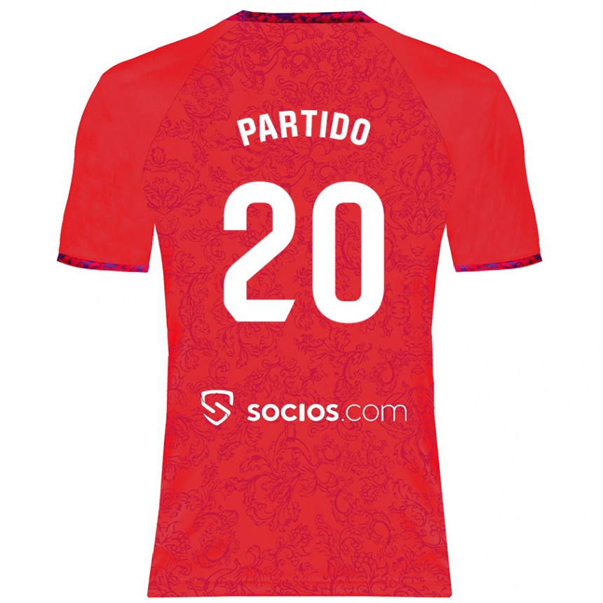 Kids Football Paula Partido #20 Red Away Jersey 2024/25 T-Shirt Nz