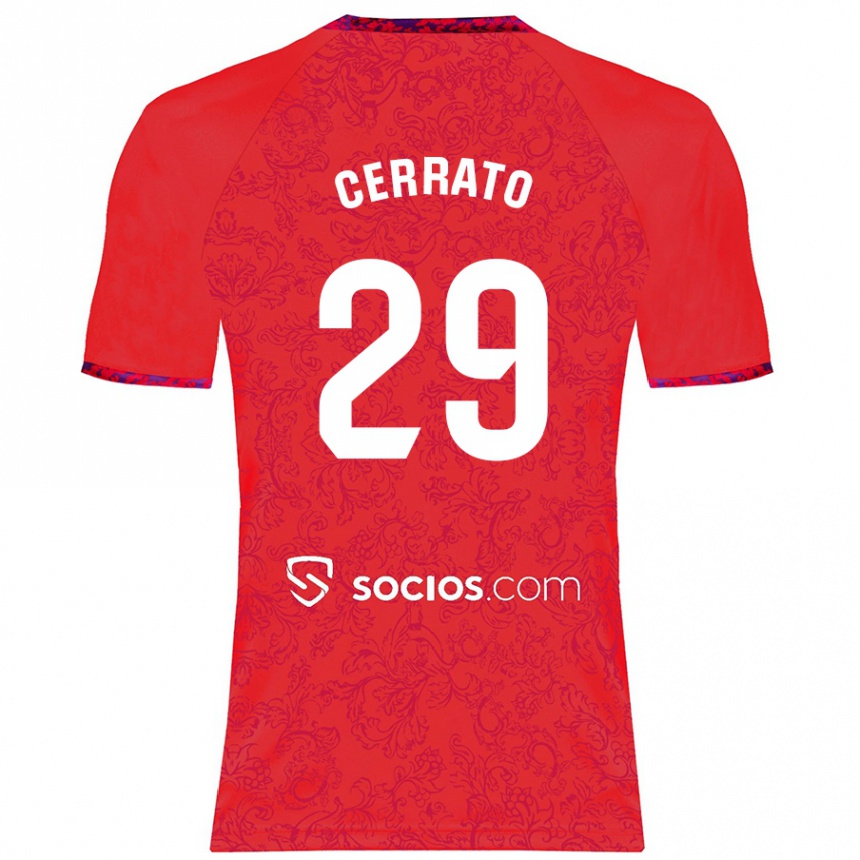 Kids Football Alba Cerrato Izquierdo #29 Red Away Jersey 2024/25 T-Shirt Nz