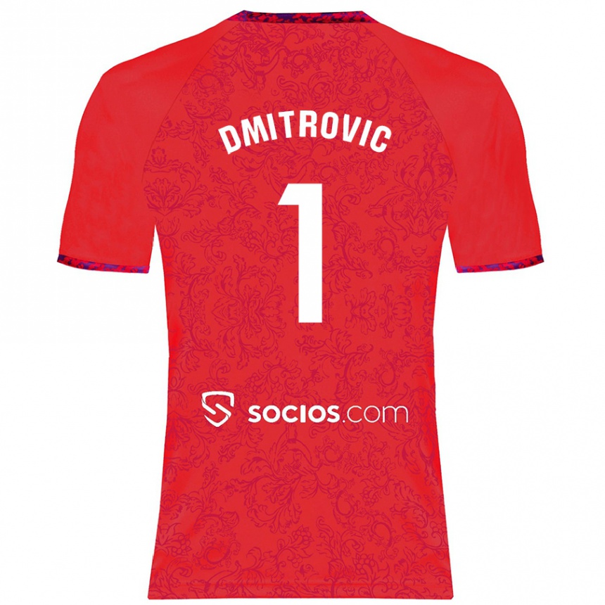 Kids Football Marko Dmitrović #1 Red Away Jersey 2024/25 T-Shirt Nz