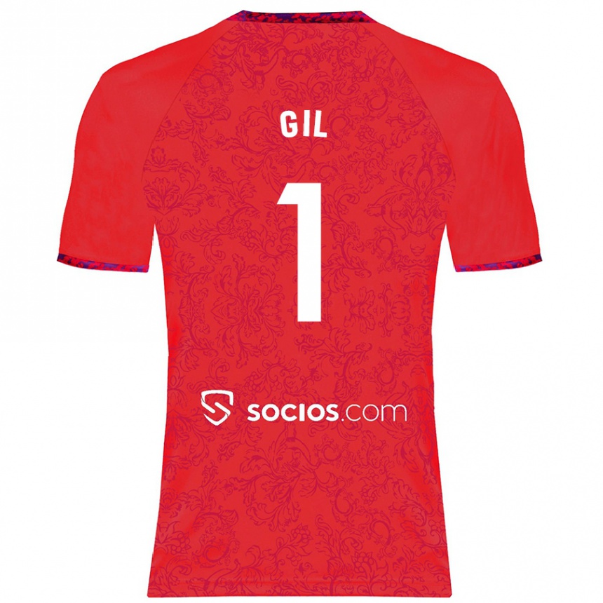 Kids Football David Gil #1 Red Away Jersey 2024/25 T-Shirt Nz