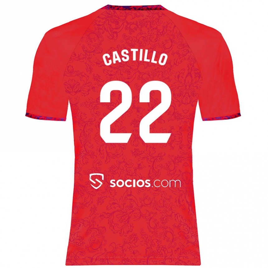 Kids Football José Castillo #22 Red Away Jersey 2024/25 T-Shirt Nz