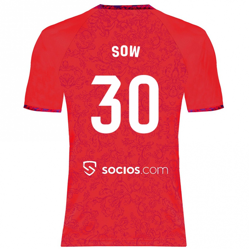 Kids Football Ibrahima Sow #30 Red Away Jersey 2024/25 T-Shirt Nz