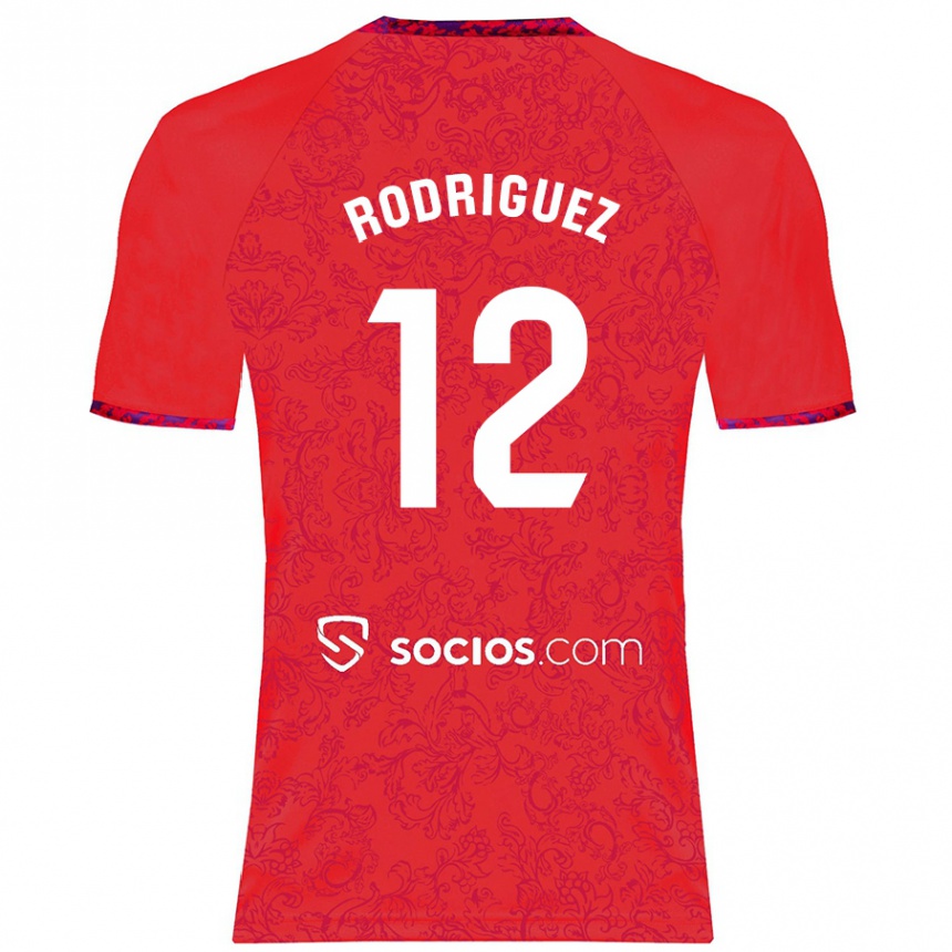 Kids Football Lucía María Rodríguez Herrero #12 Red Away Jersey 2024/25 T-Shirt Nz