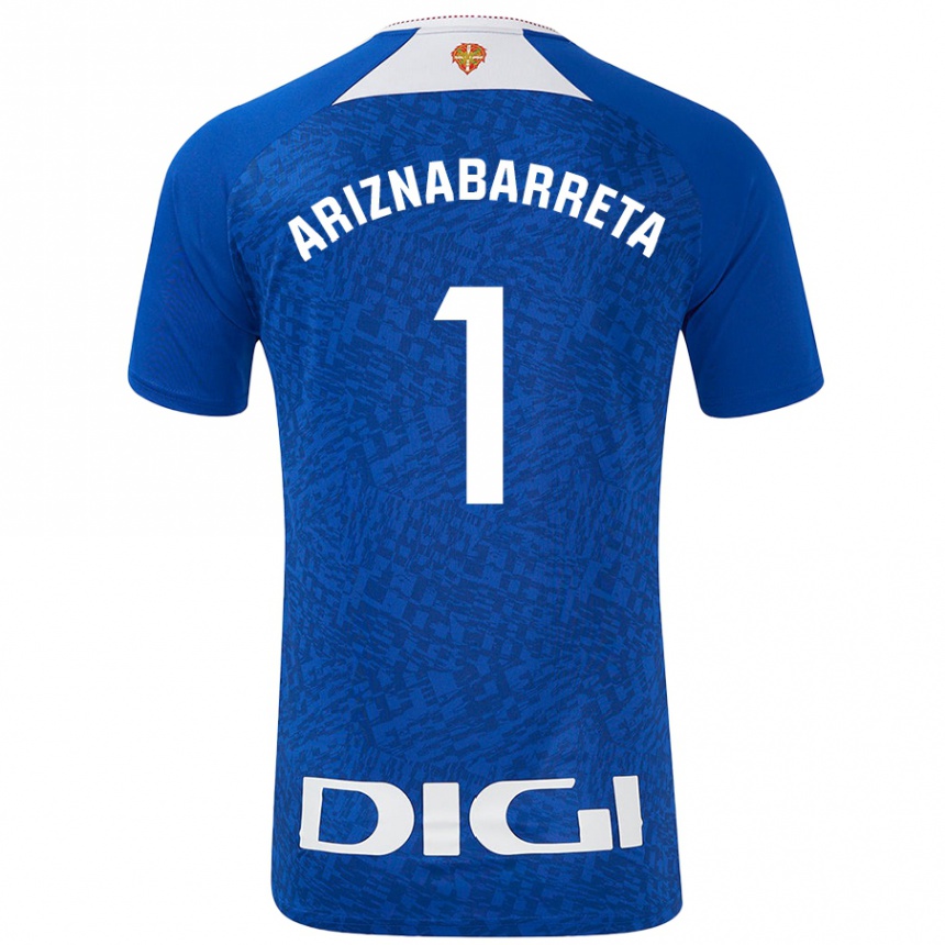 Kids Football Oier Ariznabarreta #1 Royal Blue Away Jersey 2024/25 T-Shirt Nz