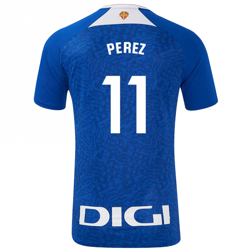 Kids Football Adrián Pérez #11 Royal Blue Away Jersey 2024/25 T-Shirt Nz