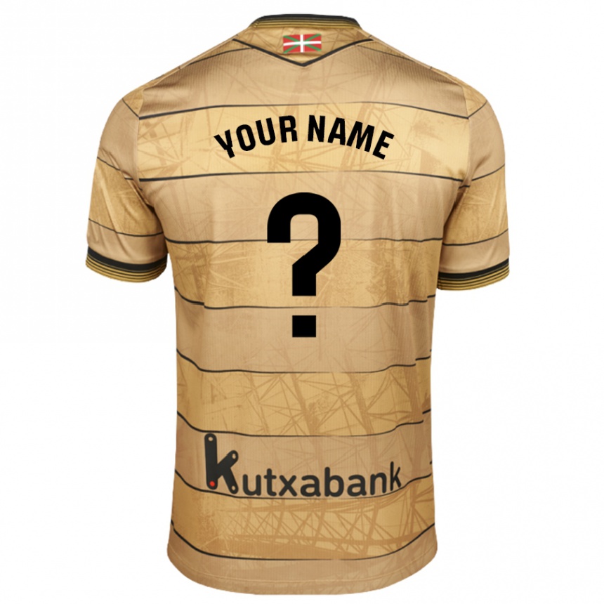 Kids Football Your Name #0 Brown Away Jersey 2024/25 T-Shirt Nz