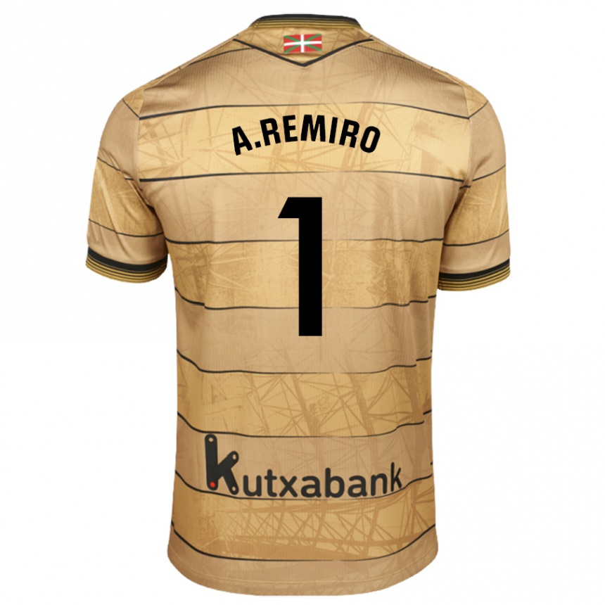 Kids Football Álex Remiro #1 Brown Away Jersey 2024/25 T-Shirt Nz