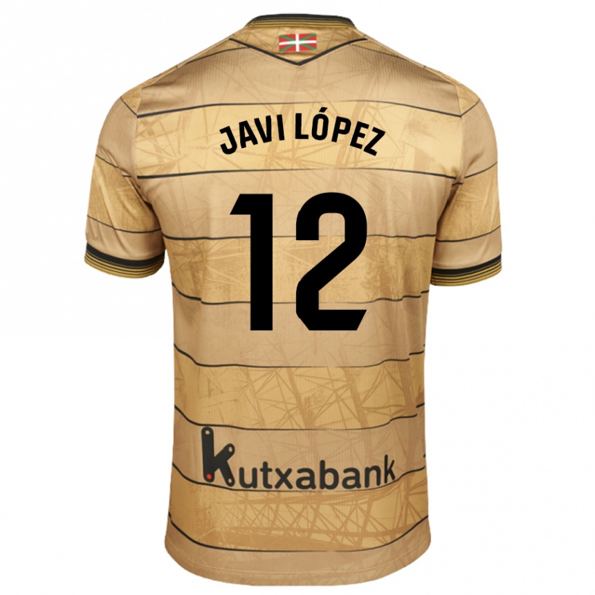 Kids Football Javi López #12 Brown Away Jersey 2024/25 T-Shirt Nz