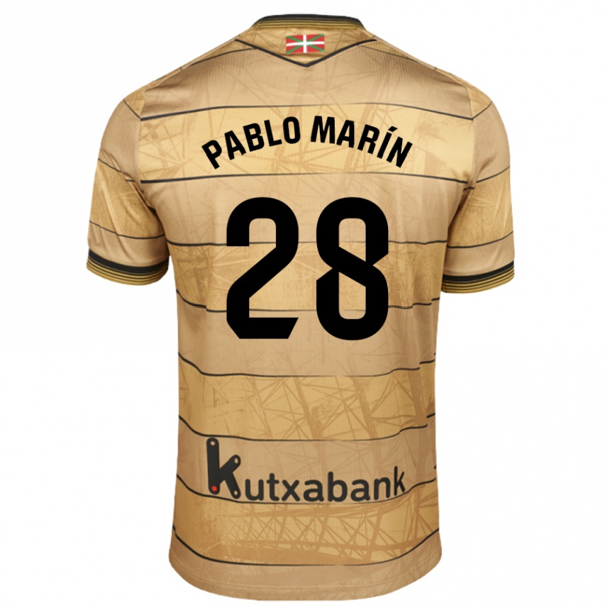 Kids Football Pablo Marín #28 Brown Away Jersey 2024/25 T-Shirt Nz