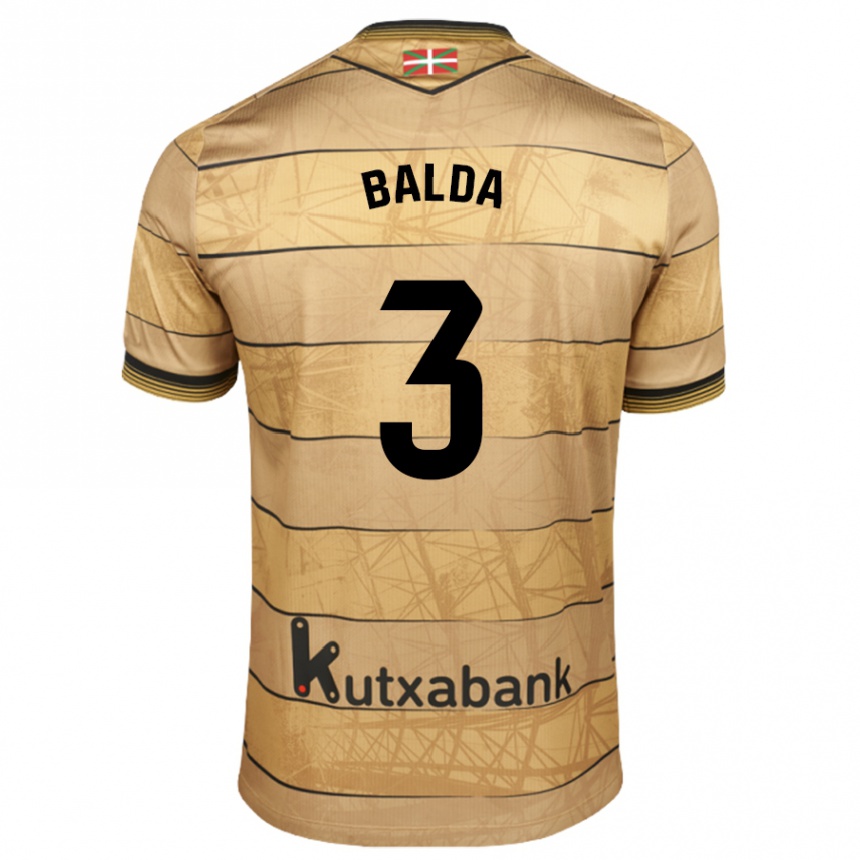 Kids Football Jon Balda #3 Brown Away Jersey 2024/25 T-Shirt Nz