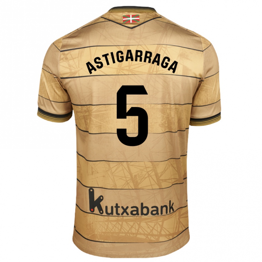 Kids Football Eneko Astigarraga #5 Brown Away Jersey 2024/25 T-Shirt Nz