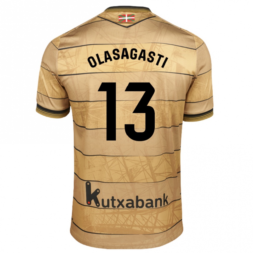 Kids Football Lander Olasagasti #13 Brown Away Jersey 2024/25 T-Shirt Nz