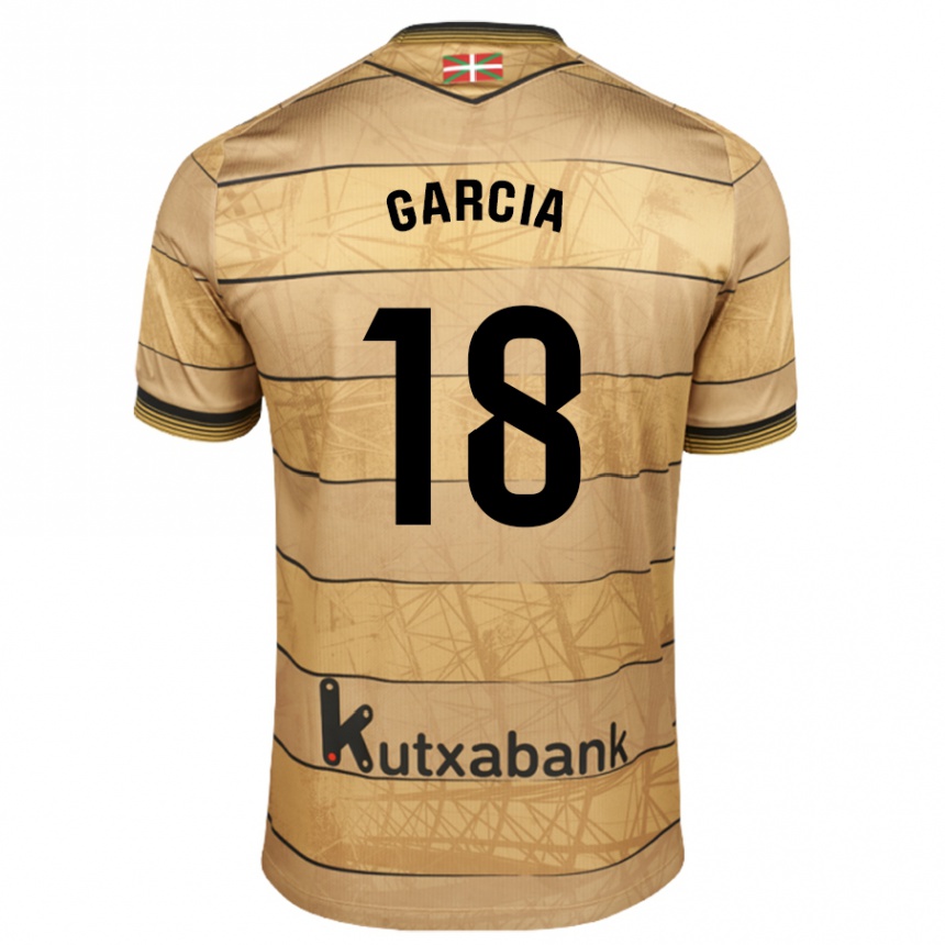 Kids Football Eder García #18 Brown Away Jersey 2024/25 T-Shirt Nz