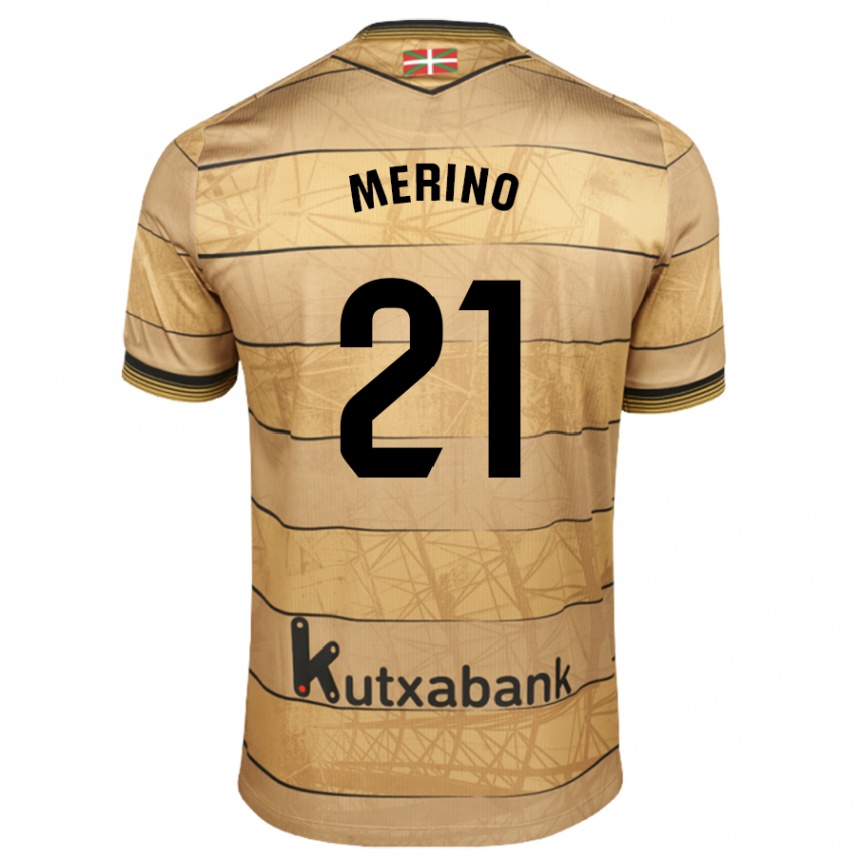 Kids Football Jon Merino #21 Brown Away Jersey 2024/25 T-Shirt Nz