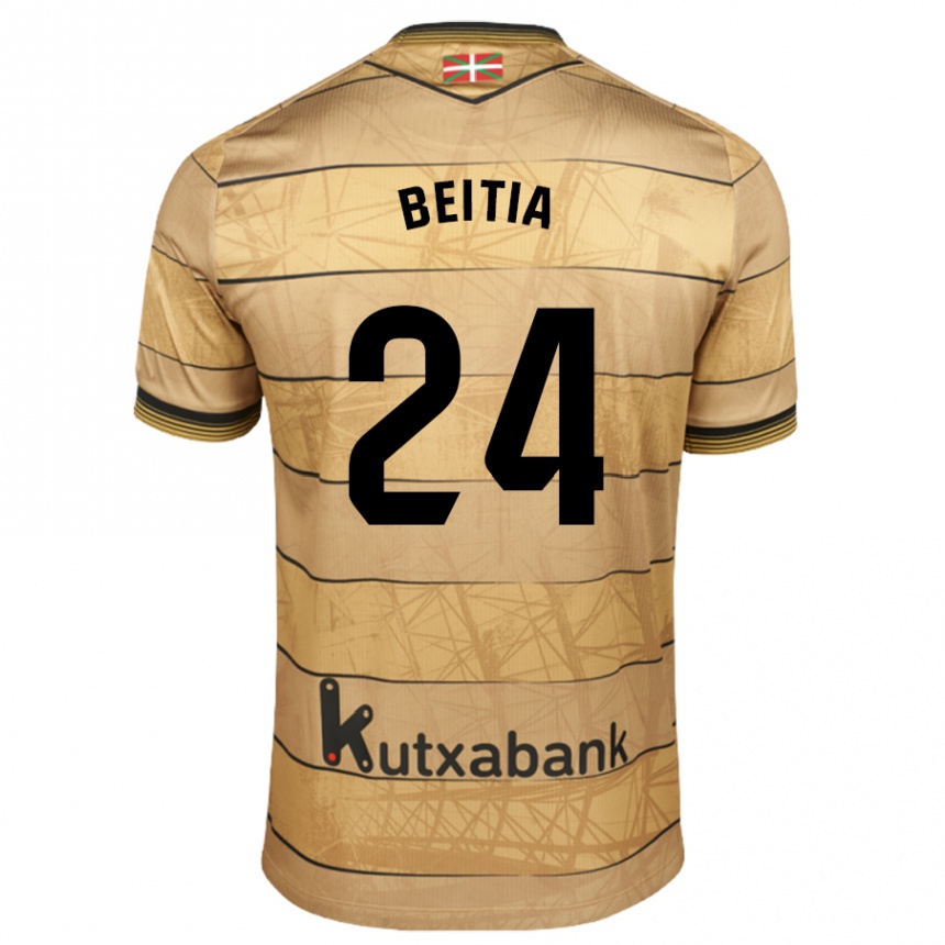 Kids Football Luken Beitia #24 Brown Away Jersey 2024/25 T-Shirt Nz