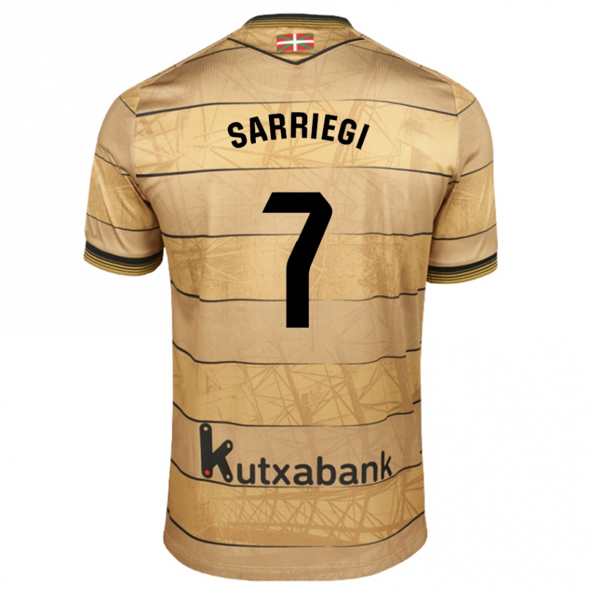 Kids Football Amaiur Sarriegi Isasa #7 Brown Away Jersey 2024/25 T-Shirt Nz