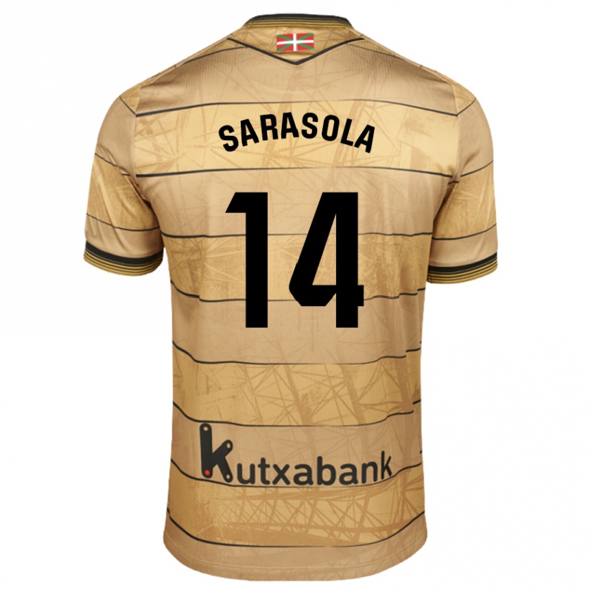 Kids Football Izarne Sarasola Beain #14 Brown Away Jersey 2024/25 T-Shirt Nz