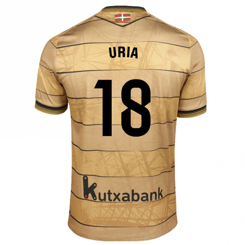 Kids Football Mirari Uria Gabilondo #18 Brown Away Jersey 2024/25 T-Shirt Nz