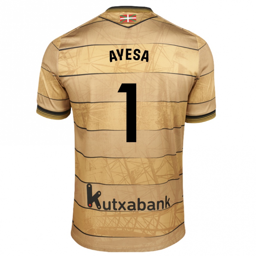 Kids Football Gaizka Ayesa #1 Brown Away Jersey 2024/25 T-Shirt Nz