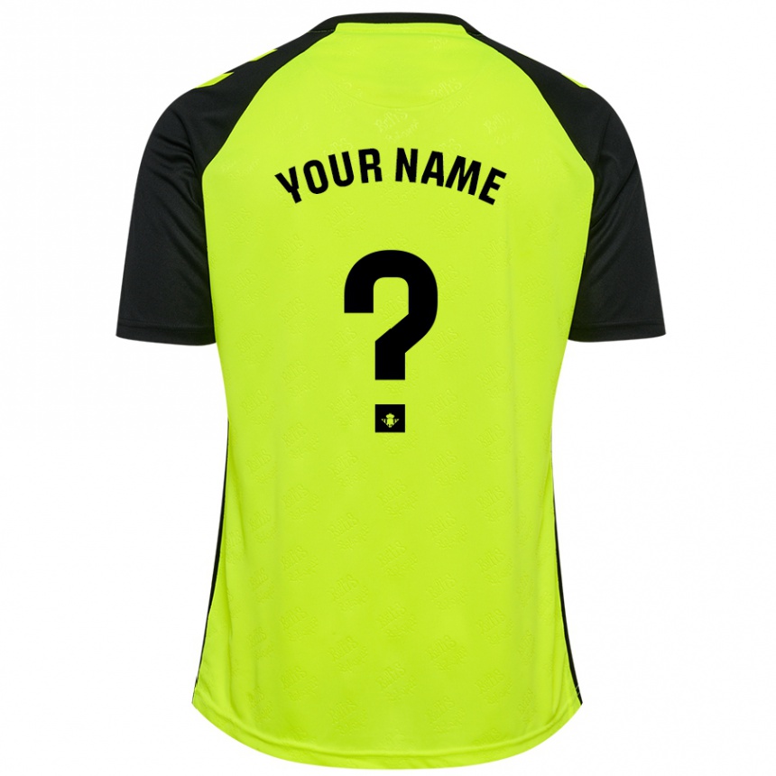 Kids Football Your Name #0 Fluorescent Yellow Black Away Jersey 2024/25 T-Shirt Nz