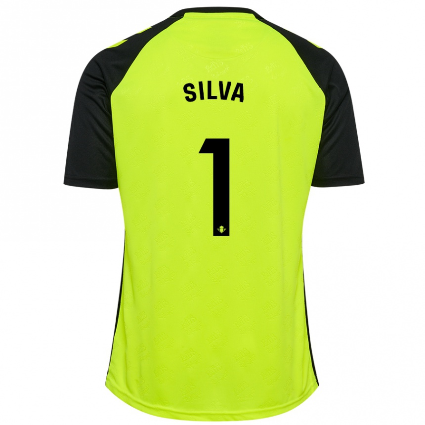 Kids Football Rui Silva #1 Fluorescent Yellow Black Away Jersey 2024/25 T-Shirt Nz