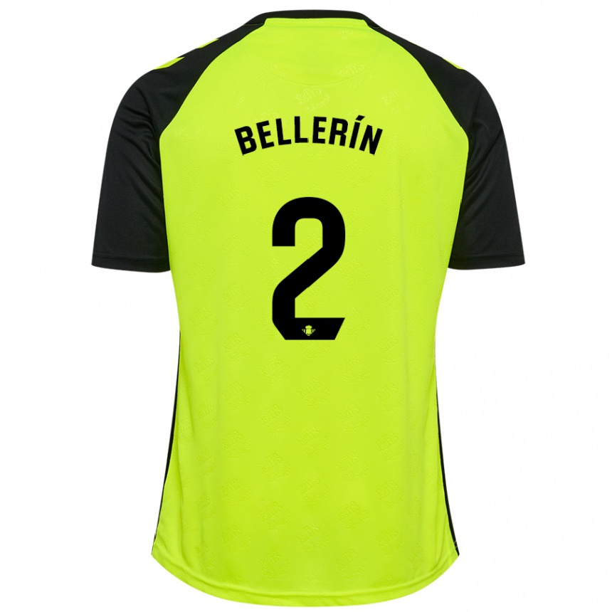 Kids Football Hector Bellerin #2 Fluorescent Yellow Black Away Jersey 2024/25 T-Shirt Nz