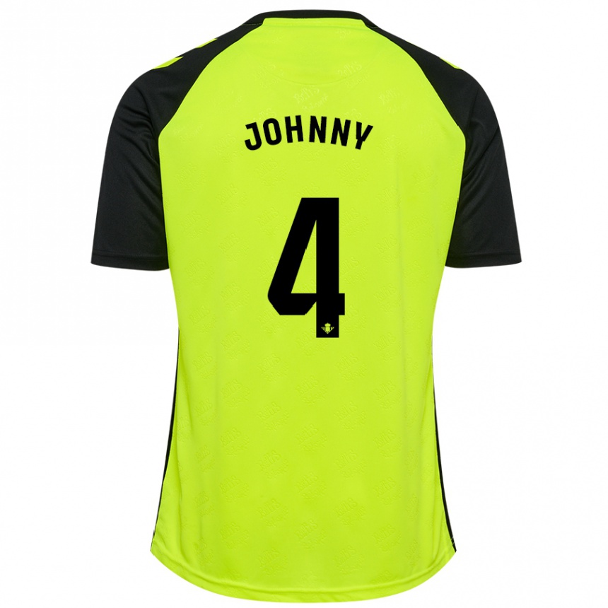 Kids Football Johnny Cardoso #4 Fluorescent Yellow Black Away Jersey 2024/25 T-Shirt Nz