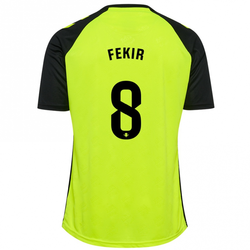 Kids Football Nabil Fekir #8 Fluorescent Yellow Black Away Jersey 2024/25 T-Shirt Nz