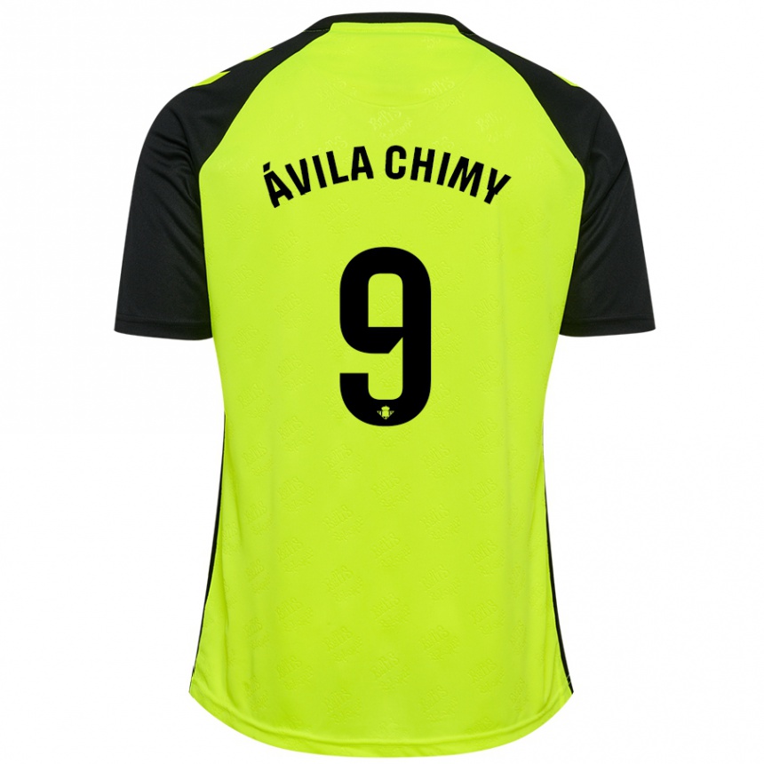 Kids Football Chimy Ávila #9 Fluorescent Yellow Black Away Jersey 2024/25 T-Shirt Nz