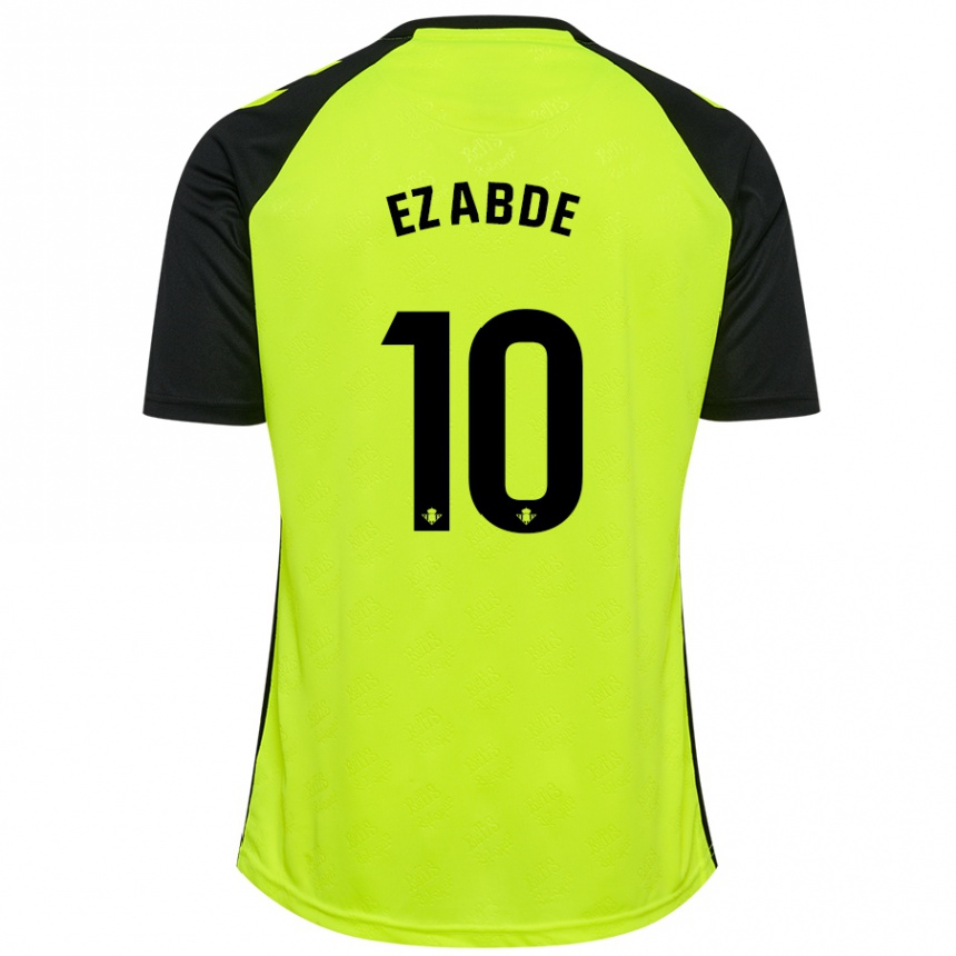 Kids Football Abde Ezzalzouli #10 Fluorescent Yellow Black Away Jersey 2024/25 T-Shirt Nz