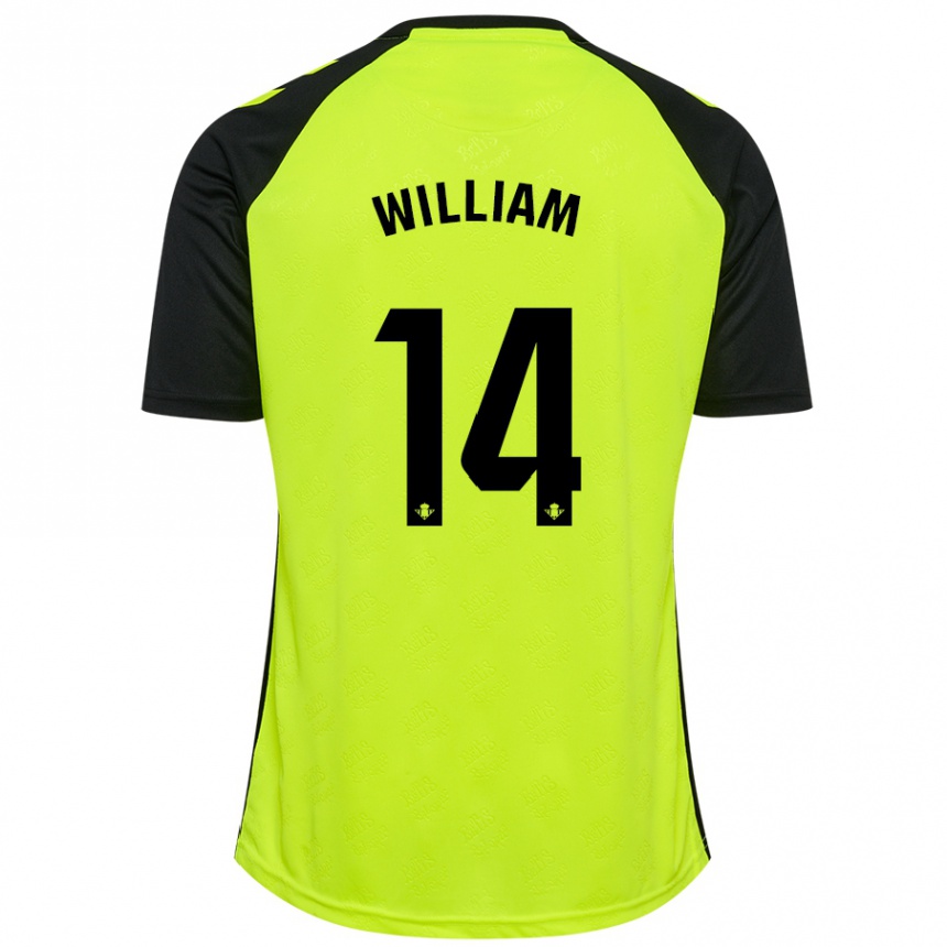 Kids Football William Carvalho #14 Fluorescent Yellow Black Away Jersey 2024/25 T-Shirt Nz