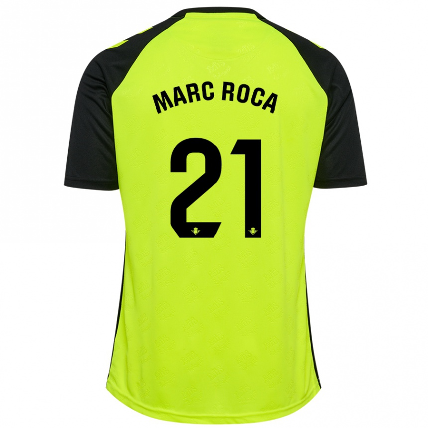 Kids Football Marc Roca #21 Fluorescent Yellow Black Away Jersey 2024/25 T-Shirt Nz