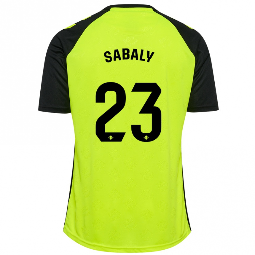 Kids Football Youssouf Sabaly #23 Fluorescent Yellow Black Away Jersey 2024/25 T-Shirt Nz