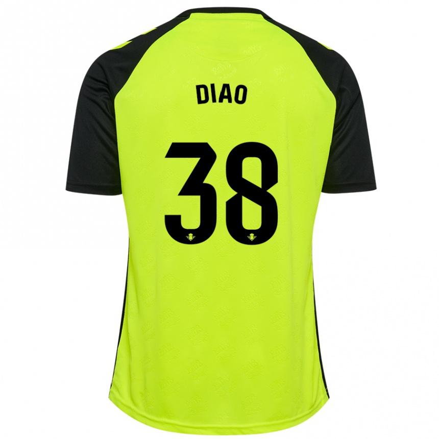 Kids Football Assane Diao #38 Fluorescent Yellow Black Away Jersey 2024/25 T-Shirt Nz