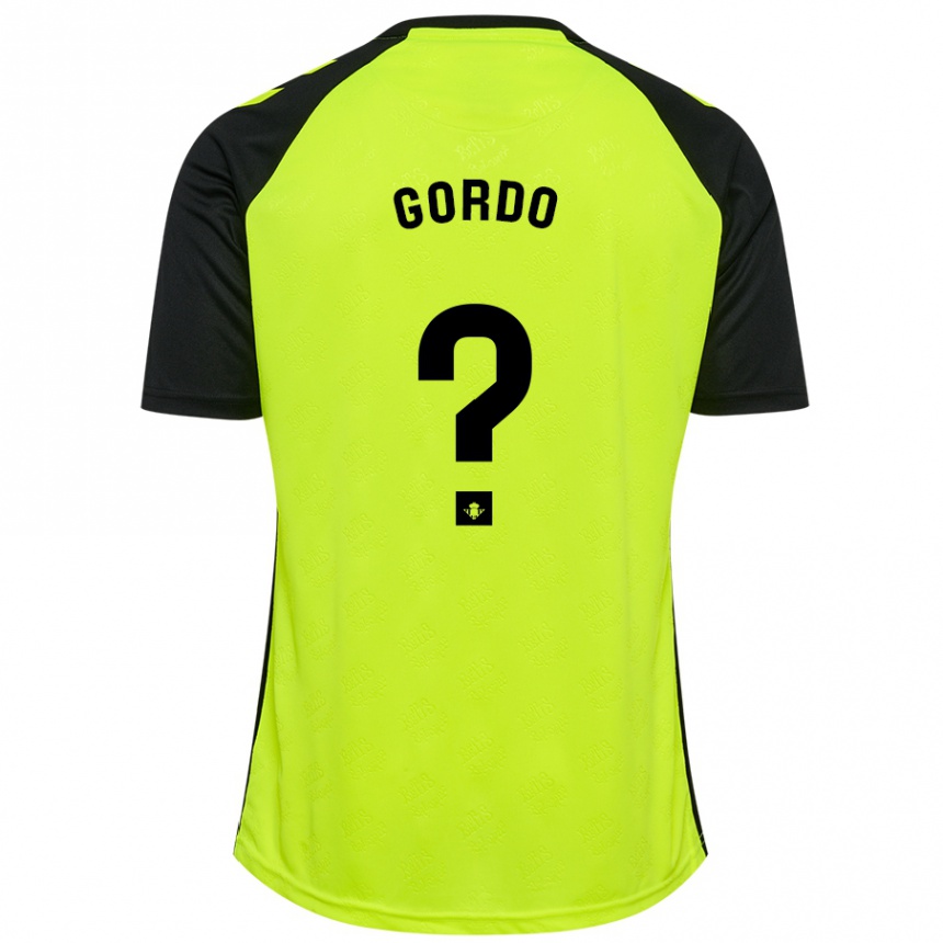 Kids Football Josan Gordo #0 Fluorescent Yellow Black Away Jersey 2024/25 T-Shirt Nz